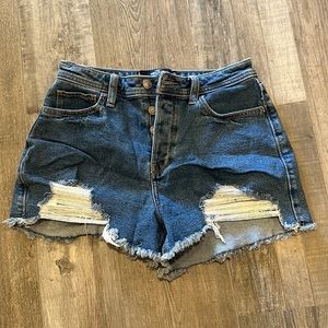 Hollister High waisted 4 button up jean shorts light stretch worn once